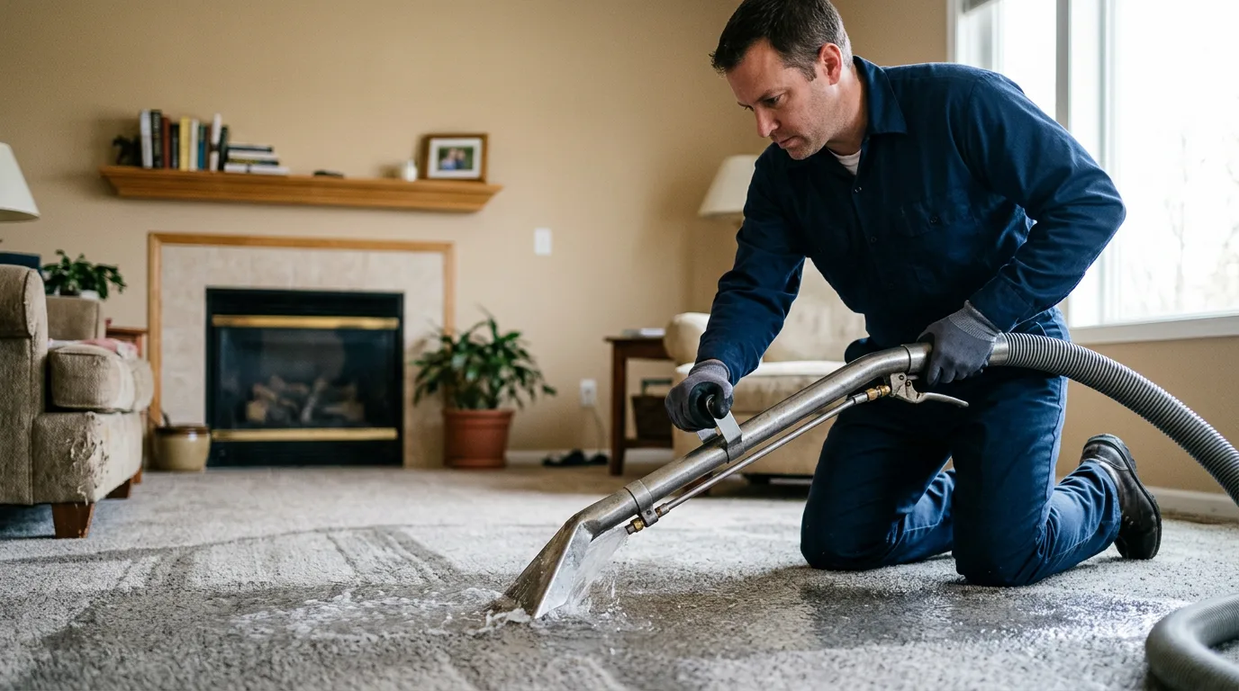Water damage restoration technician working near Anchorage, AK